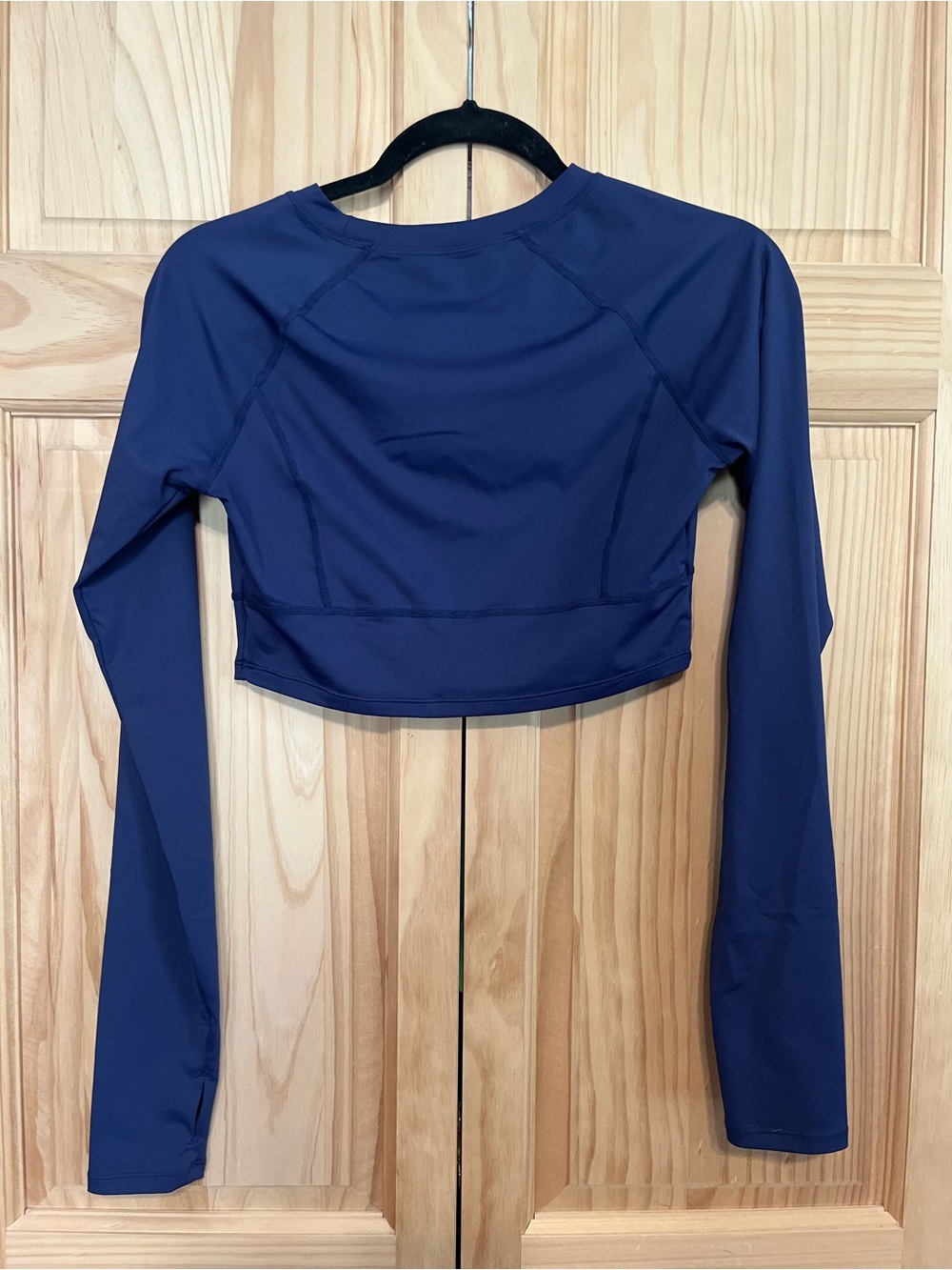 Women's Navy Long-Sleeve Cropped Athletic